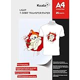 KOALA Papel de transferencia de tinta para camisetas de blancas y claras, 25 hojas, A4