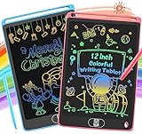 Frasheng Tableta de Escritura Portátil Color LCD 12 Pulgadas,2 Piezas, Pizarra Digital Infantil, Tablero de Dibujo Electrónico, Adecuada para el hogar,Escuela
