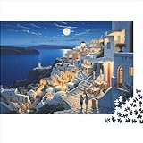 Puzzle De 1000 Piezas para Adultos | La Noche de Santorini, Puzzle 1000 Piezas Grecia (de Madera)
