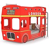 Tidyard Cama para niños con diseño de policía camión Litera London Bus Rojo MDF 90x200 cm