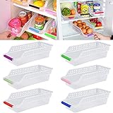 JRing - Organizador de almacenamiento para nevera, organizador de almacenamiento de refrigerador, con mango de frutas, cesta de cocina, contenedor de soporte (6 unidades, color aleatorio)