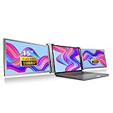 Docooler 15 Inch Portable Triple-Screen Monitor, Full-HD Laptop Expansion Screen 1920 * 1080 Resolution, HDMI/USB/Type-C Plug and Play Gaming Computer Monitor, Easy Installation für 15-17 Inch Laptop
