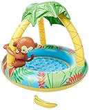 Jilong Monkey Baby Pool - Piscina Infantil con Suelo Hinchable y Parasol, para niños de Entre 1 y 3 años, Ø 102 x 80 cm
