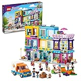 LEGO 41704 Friends Edificio de la Calle Principal, Casa de Muñecas, Peluquería, Camión y Tiendas de Juguete, Regalo para Niñas y Niños de 8 Años