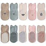FedMois Calcetines Antideslizantes de Algodón para Bebé Niño Niña Pack de 5, 1-3 años