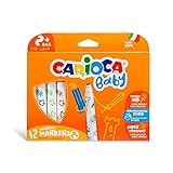 Carioca Baby Valorous Markers 2+ | Rotuladores Super Lavables para Bebés a Partir de 2 años, Punta Redondeada y Colores Surtidos, 12 Uds.
