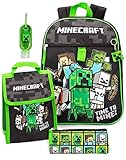 लड़कों के लिए Minecraft बैकपैक और लंच बॉक्स 5 पीस स्कूल बैग एक आकार