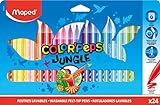 Maped - Rotuladores de Colores para Niños - Color's Peps Jungle - 24 Rotuladores de Punta Gorda - Tinta Ultra Lavable - Gran Resistencia al Secado - Variedad de Colores