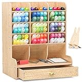 Booxihome Caja de almacenamiento para bolígrafos, de madera, multiusos, Organizador Escritorio para Hogar, Oficina y Escuela