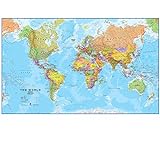 Maps International - Mapa del mundo gigante, póster político con el mapa del mundo, plastificado - 197 x 116,5 cm