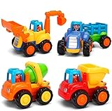 GoStock Vehículos de Construcción Coche de Juguete Coche de Friccion Camion de Juguete Coche de Juguete de Plástico Regalo de los Niños(Tractor, Niveladora, Camión del Mezclador, Camiones)