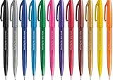 Pentel SES15C Brush Sign Pen rotulador punta fibra flexible 12 colores ass.ti