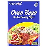 WRAPOK Bolsas para horno de cocina para la carne de pollo de Turquía Carne de aves de corral Pescado Vegetal de mariscos - 4 bolsas (17 x 21.5 pulgadas)