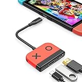 Tendak Adaptador USB C a HDMI para Switch - 3 en 1 USB C Hub con Puerto de Carga PD, USB 3.0, Tipo C a HDMI Convertidor 4K TV Adaptador para Nintendo Switch/Switch OLED, MacBook Pro (Rojo)