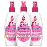 Johnson's Gotas de Brillo Acondicionador en Spray para niños, cabellos más brillantes, suaves y sedosos - 3 x 200 ml