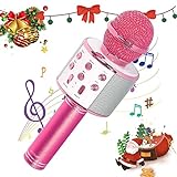 SaponinTree Micrófono Karaoke Bluetooth,3 en1 Microfono Inalámbrico Karaoke Portátil para Niños Canta Partido Musica Compatible con Android/iOS PC