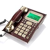 Topiky Teléfono Antiguo Atado con Alambre de la línea Fija del Vintage,teléfono montado en la Pared Retro Europeo del Escritorio,Despertador/protección contra la luz (Madera de durazno rde)