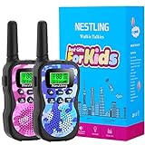 Nestling Walkie Talkie para niños, Camuflaje al Aire Libre, 8 Canales, Radio de 2 vías, Juguetes, Linterna LCD retroiluminada, Rango de 3 Millas para Actividades Infantiles (2pcs Rosa&Azul)