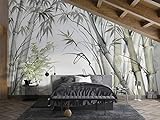 SILK ROAD EU Silk Jungle Panoramic Wallpaper, 356cm × 250cm, Ink Style Bamboo Forest, 3D Custom Giant Wall Poster for Living Room or Bedroom