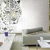 Murales Papel Pintado 3D Animal Leopardo Blanco Papel Tapiz Decorativo Papel Tapiz 3D Autoadhesivo Sala De Estar La Pared Para Dormitorio Mural Tv Telón De Fondo 400X280 Cm