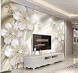 XHXI Murales de papel de pared de fondo de TV europea de ciruela de joyería de oro de lujo 3D 3D papel Pintado de pared tapiz Decoración dormitorio Fotomural-300cm×210cm