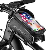 Водонепроникна велосипедна мобільна сумка ROCKBROS, мобільний тримач для телефону до 6,5 дюймів для гірських і шосейних велосипедів, підтримка сенсорного екрану, велосипедні аксесуари, чорний