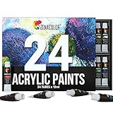 24 Tubos de Pintura Acrílica 12mL Zenacolor Set para lienzos y manualidades