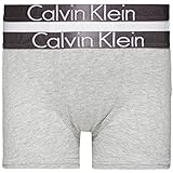 Calvin Klein Niño Pack de 2 Bóxers Trunks Algodón con Stretch, Multicolor (Grey Heather/White), 10-12 Años