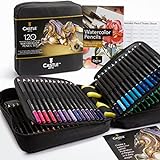 Castle Art Supplies Case of 120 Watercolor Pencils with Accessories | ເມັດສີເຂັ້ມ | ສີແລະແຕ້ມໃນເວລາດຽວກັນ | ສໍາ​ລັບ​ປະ​ສົບ​ການ Hobbyists ແລະ​ເປັນ​ມື​ອາ​ຊີບ | ໃນກໍລະນີການເດີນທາງ Portable