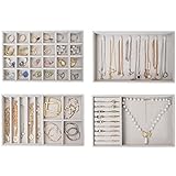 Procase 4 Layers Combination Jewelry Organizer, Jewelry Tray for Storage and Showing Necklaces Bracelets Rings Earrings -Grey