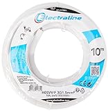 Electraline 11781, Câble Rallonge H05VV-F, Section 3G1.5 mm, 10 m, Blanc