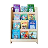 SWEETME Biblioteca Montessoriana para niños, estantería para libros de cómics de 4 estantes, juegos educativos de madera natural