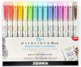 Zebra Pen Rotulador Mildliner de doble punta biselada y rotulador de punta fina, 15 unidades, colores surtidos