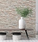 GAULAN 127671 - Papel pintado vinílico lavable efecto imitación muro piedra pizarra con textura en relieve para pared salón cocina baño pasillo comedor - Rollo de 10 m x 0,53 m