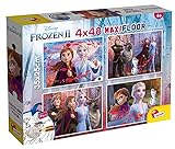 Liscianigiochi Puzzle para niños, 4 puzles de 48 piezas 2 en 1, Doble Cara con reverso para colorear - Disney Frozen 2 La reina de las nieves 86603