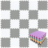 qqpp Puzzle килимок для дітей Baby Infant - м'яка гумова підлога з EVA. 18 частин (30 * 30 * 1 см), білі та сірі. QQC-ALb18N