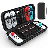 HEYSTOP ქეისი თავსებადი Nintendo Switch-თან და Switch OLED-თან, სამგზავრო ქეისი Nintendo Switch-ისთვის მეტი საცავის ადგილით 8 თამაშისთვის, ქეისი Nintendo Switch-ის კონსოლისთვის და აქსესუარებისთვის (შავი)