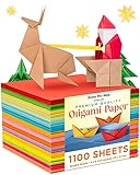 Home Pro Shop Papel Origami – 1100 Folios de Colores Vivos de Doble Cara para Origami, Manualidades Adultos y Niños – Papel Decorativo de Gran Calidad – Papel Cuadrado de 15 x 15