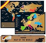 envami Scratch Off World Map - Spanish - Plus the map of Europe - World Maps to Mark Travel - 68 X 43 CM - Silver - Scratch Off ແຜນທີ່ການເດີນທາງ
