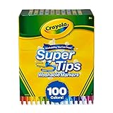 Crayola Super Tips - Rotuladores Lavables Punta Media, Pack de 100 Piezas en Colores Surtidos, Edad Recomendada: A partir de 3 Años