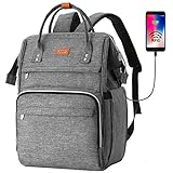 Sac à dos scolaire pour femme, sac à dos étanche pour ordinateur portable pour jeunes avec poche RFID, sacs décontractés pour collège / affaires / voyage (gris)