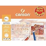Papel Dibujo CANSON Basik Recuadrado, Din-A4 130 gr. Carpeta x10 Hojas + 20% Gratis
