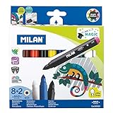Milan 80023 - Caja de 8 Rotuladores de Colores y 2 Rotuladores Mágicos