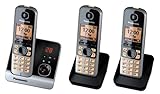 Panasonic KX-TG6723GB Trio - هاتف لاسلكي (محطتان إضافيتان ، شاشة 2 بوصة ، مفتاح وظيفي ، بدون استخدام اليدين) ، لون أسود [مستورد من ألمانيا] [إصدار مستورد]