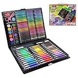 Mostop 150-delni komplet risalnih svinčnikov za otroke, barvice, oljni pasteli, radirke, akvarelni svinčniki, spenjalnik, šilček z risalnim orodjem v darilni škatli