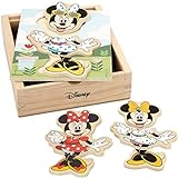 WOOMAX 48724 - Minnie Mouse Puslespil, Børnepuslespil, Minnie Mouse Legetøj, Minnie Mouse Puslespil 3 år, Trælegetøj, 19 stykker, Minnie Mouse Kjoler, Disney, +3 år