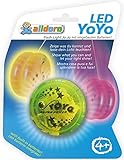 alldoro- Yoyo Colorido con Efecto LED fantástico, diversión para niños a Partir de 4 años, Surtido en Amarillo, Azul, Verde y Morado, con Pilas (Manfred Roser 60342)