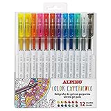 Alpino Color Experience 12 Glitter Gel | Bolígrafos de Gel de Colores | Bolígrafo de Gel para Escribir y Decorar