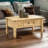 ʻO Amazon Brand - Movian Rectangular Coffee Table, me Corona Drawer, Pine, 56D x 94W x 45H cm