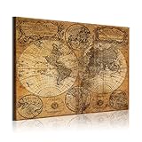 DekoArte 305 - ຮູບແຕ້ມທີ່ທັນສະໄຫມ Digitized Art Image Printing | ຜ້າໃບຕົກແຕ່ງສໍາລັບຫ້ອງຮັບແຂກຫຼືຫ້ອງນອນຂອງເຈົ້າ | ແບບແຜນທີ່ໂລກ Antique World Map | 1 ຊິ້ນ 120 x 80 ຊມ